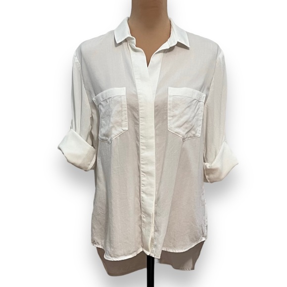 Anthropologie Tops - Anthro Cloth & Stone Split Back Button Down Blouse Shirt White M/Medium EUC